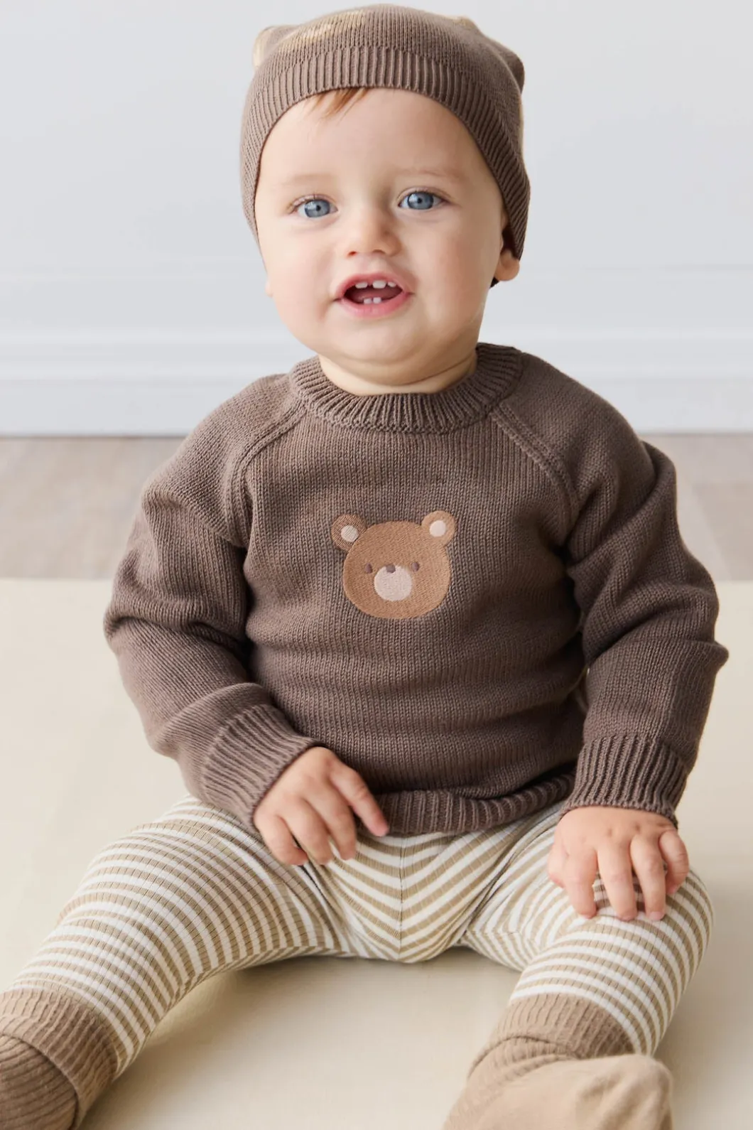 Organic Cotton Modal Legging - Narrow Stripe Balm/Cloud