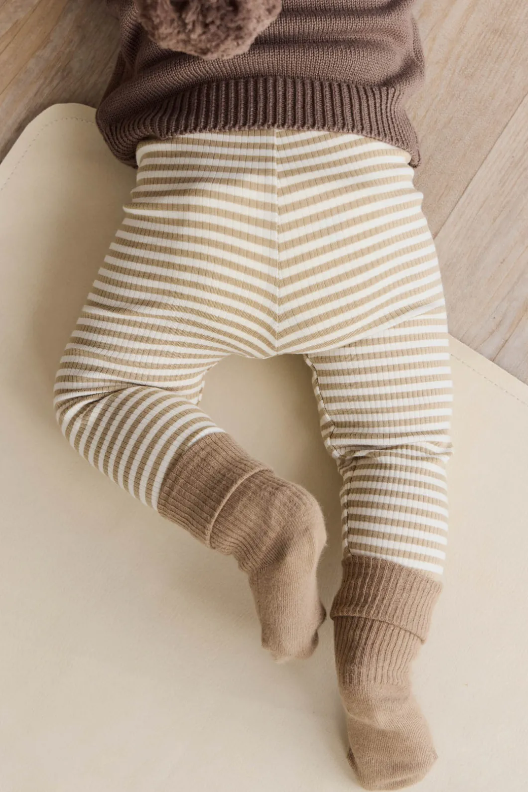 Organic Cotton Modal Legging - Narrow Stripe Balm/Cloud