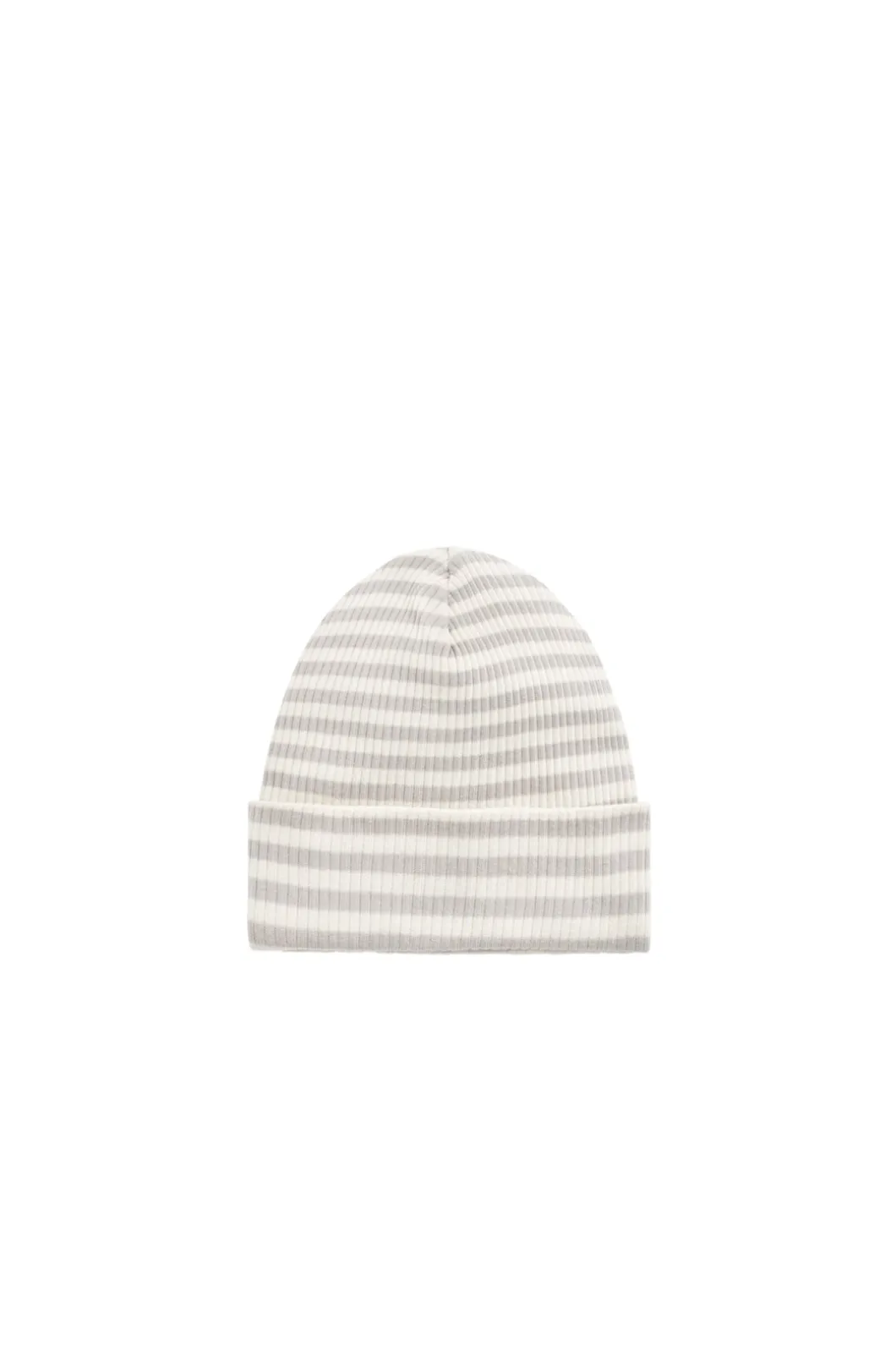Organic Cotton Modal Lennon Beanie - Narrow Stripe Gazelle/Oat