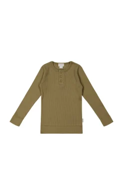 Organic Cotton Modal Long Sleeve Henley - Buffalo
