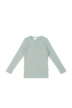 Organic Cotton Modal Long Sleeve Henley - Mineral