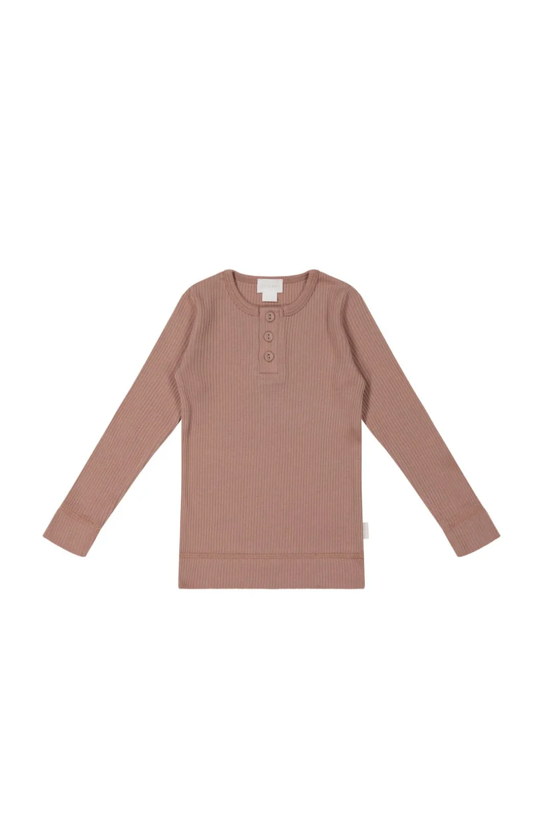 Organic Cotton Modal Long Sleeve Henley - Powder