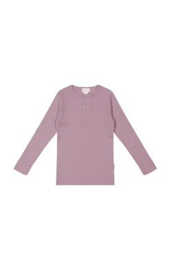 Organic Cotton Modal Long Sleeve Henley - Sweet Mauve