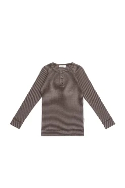 Organic Cotton Modal Long Sleeve Top - Little Stripe Earth/Cloud