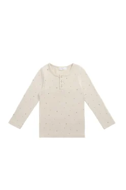 Organic Cotton Modal Long Sleeve Top - Milky Way Buff