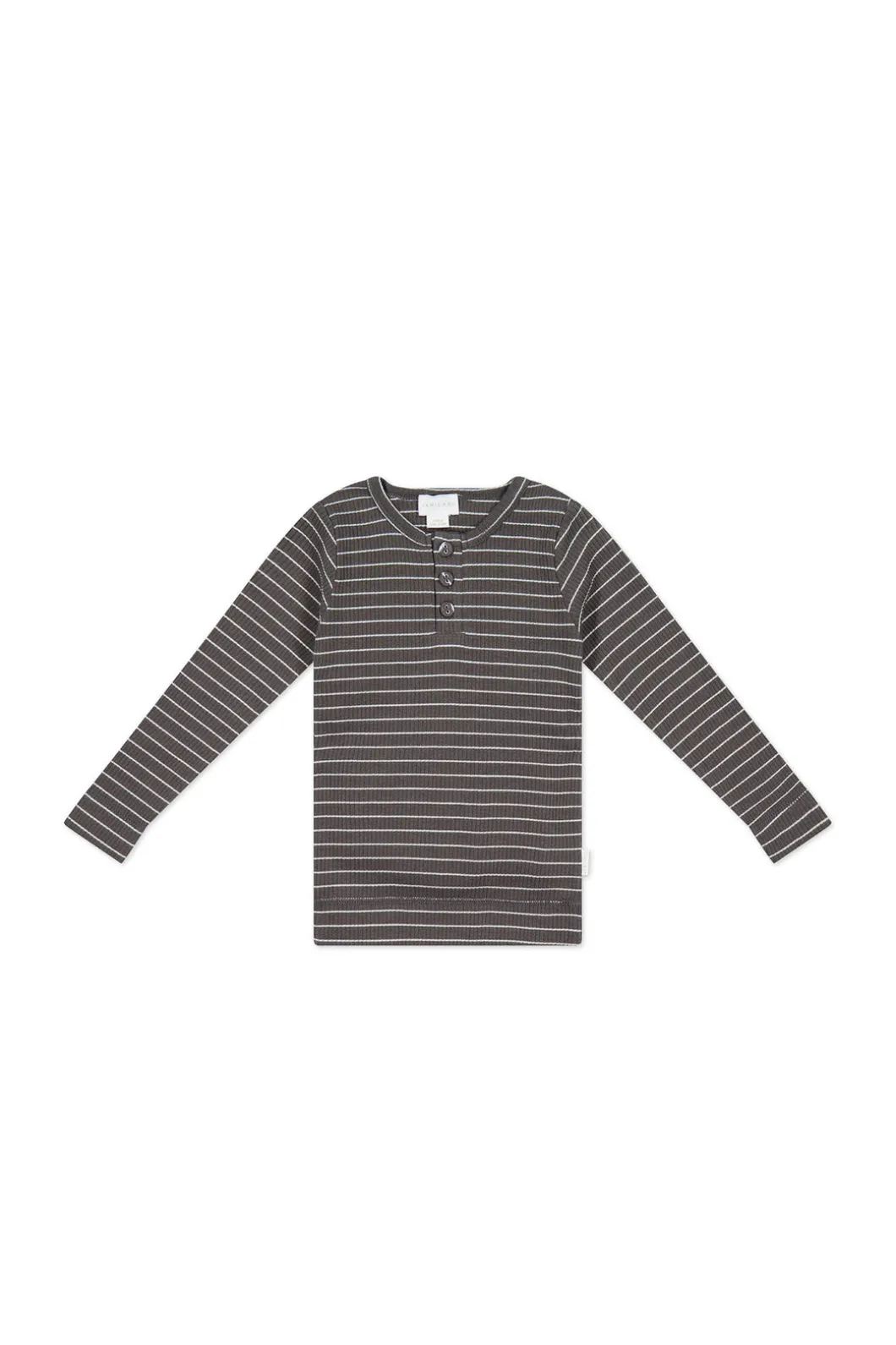 Organic Cotton Modal Long Sleeve Henley - Daily Stripe Wolf/Cloud
