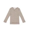 Organic Cotton Modal Long Sleeve Top - Narrow Stripe Tweed/Cloud