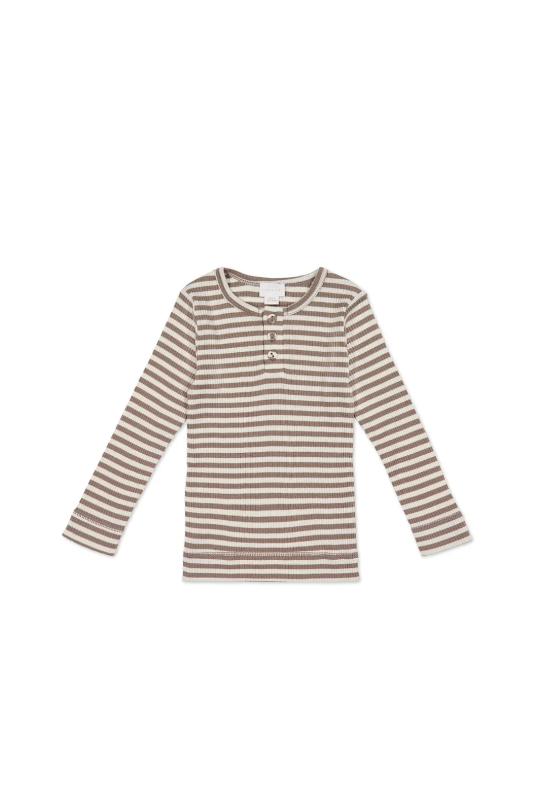 Organic Cotton Modal Long Sleeve Top - Narrow Stripe Tweed/Cloud