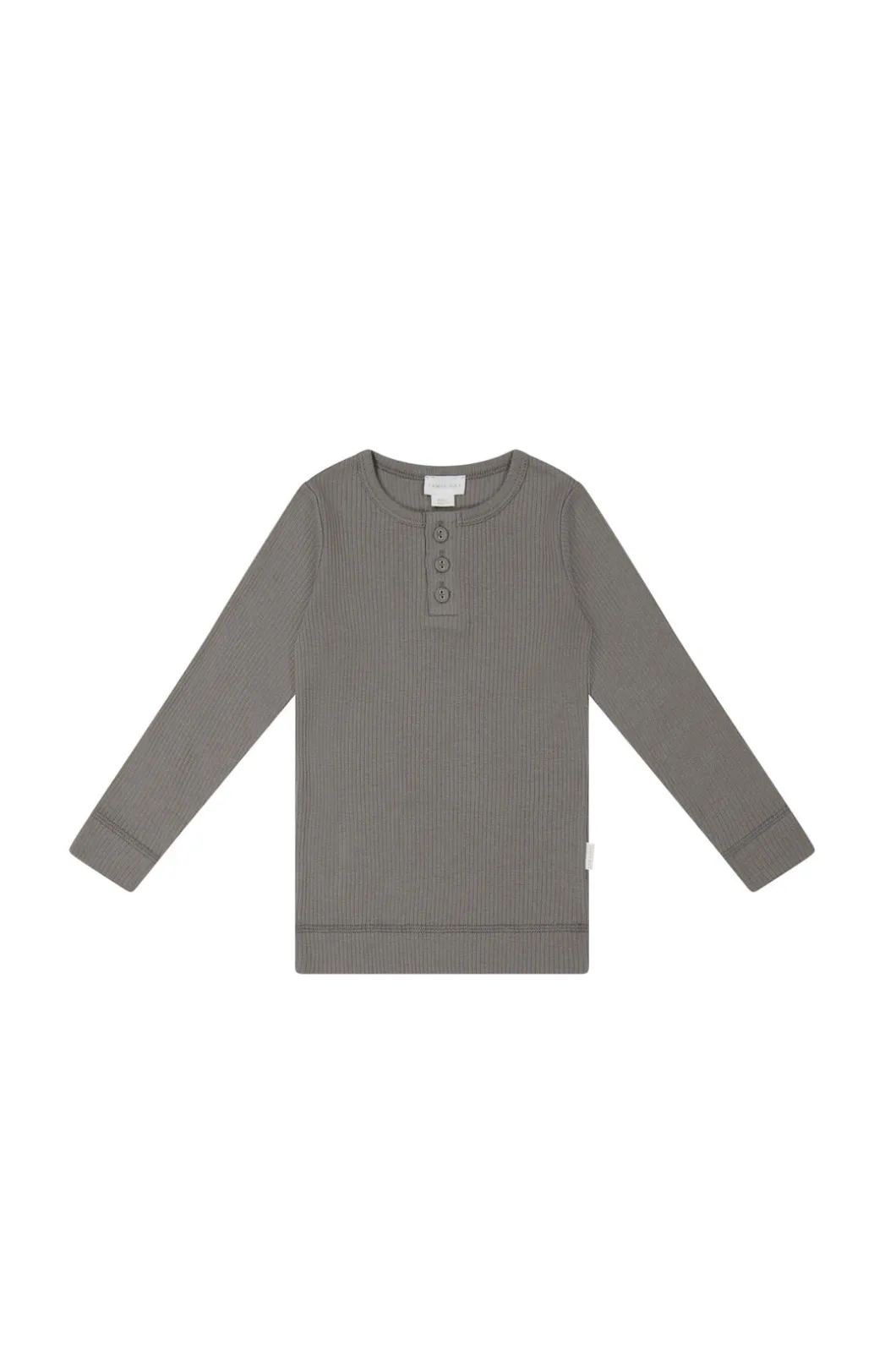 Organic Cotton Modal Long Sleeve Henley - Cobblestone