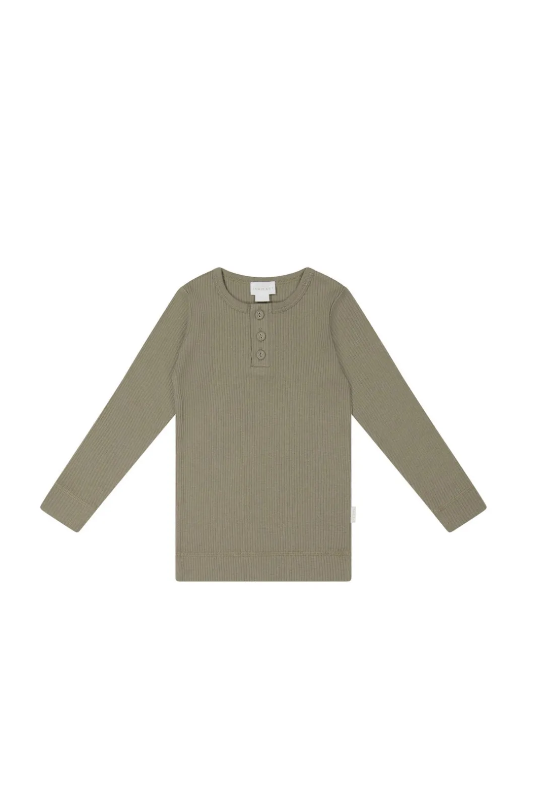 Organic Cotton Modal Long Sleeve Henley - Sepia