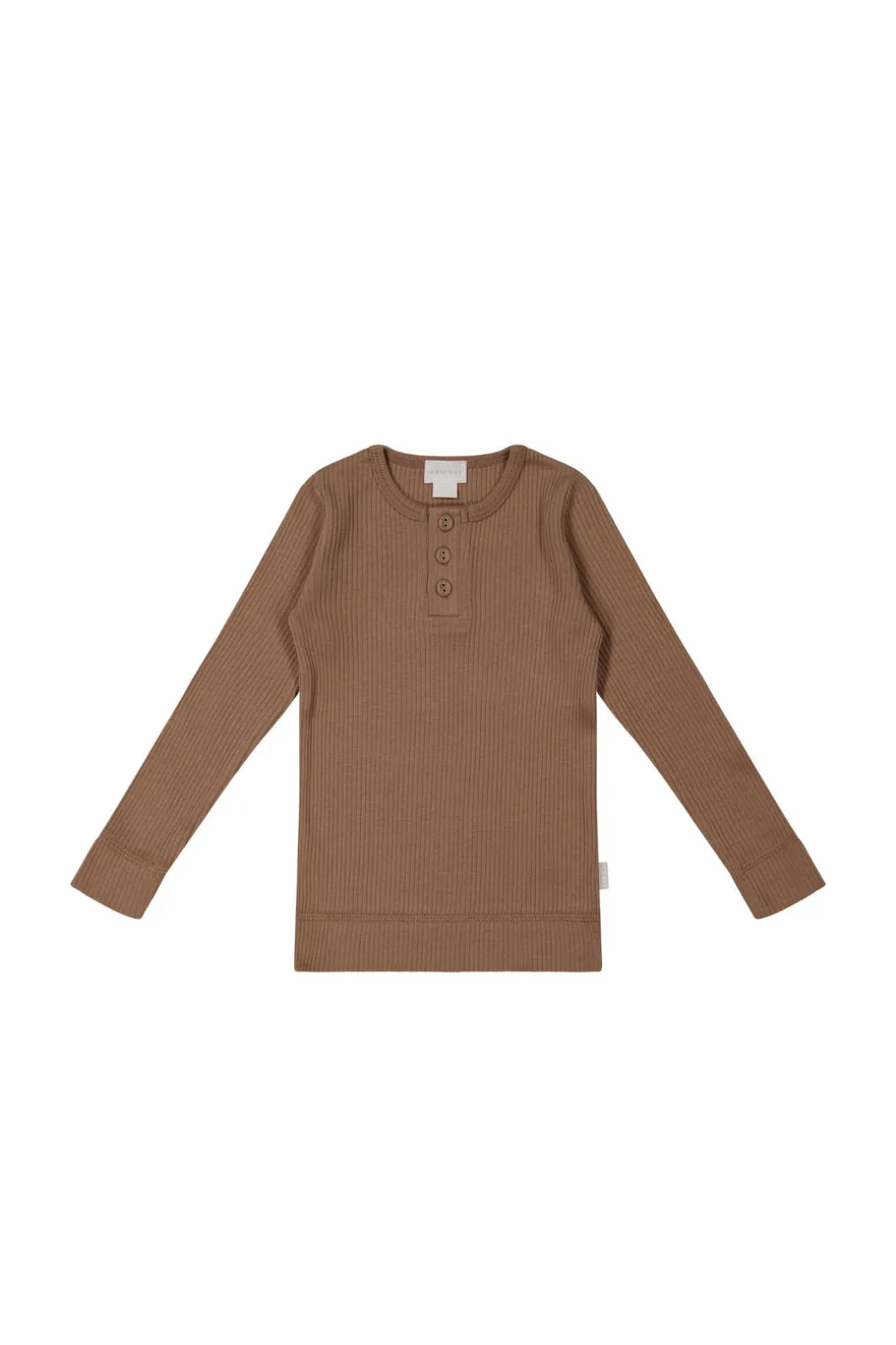 Organic Cotton Modal Long Sleeve Henley - Hojicha