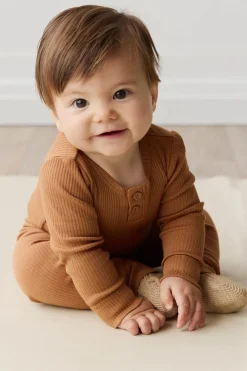 Organic Cotton Modal Long Sleeve Bodysuit - Baker