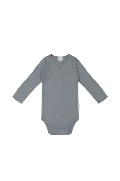 Organic Cotton Modal Long Sleeve Bodysuit - Finch