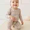 Organic Cotton Modal Long Sleeve Bodysuit - Amber Eggnog