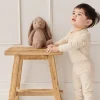 Organic Cotton Modal Long Sleeve Bodysuit - Milky Way Buff