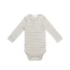 Organic Cotton Modal Long Sleeve Bodysuit - Narrow Stripe Gazelle/Oat