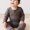 Organic Cotton Modal Long Sleeve Bodysuit - Daily Stripe Wolf/Cloud