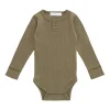 Organic Cotton Modal Long Sleeve Bodysuit - Cricket