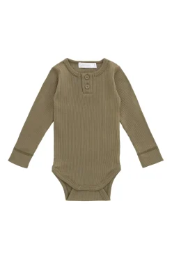 Organic Cotton Modal Long Sleeve Bodysuit - Cricket