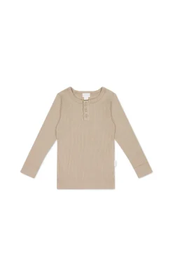Organic Cotton Modal Long Sleeve Henley - Fawn
