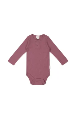 Organic Cotton Modal Long Sleeve Bodysuit - Rosette