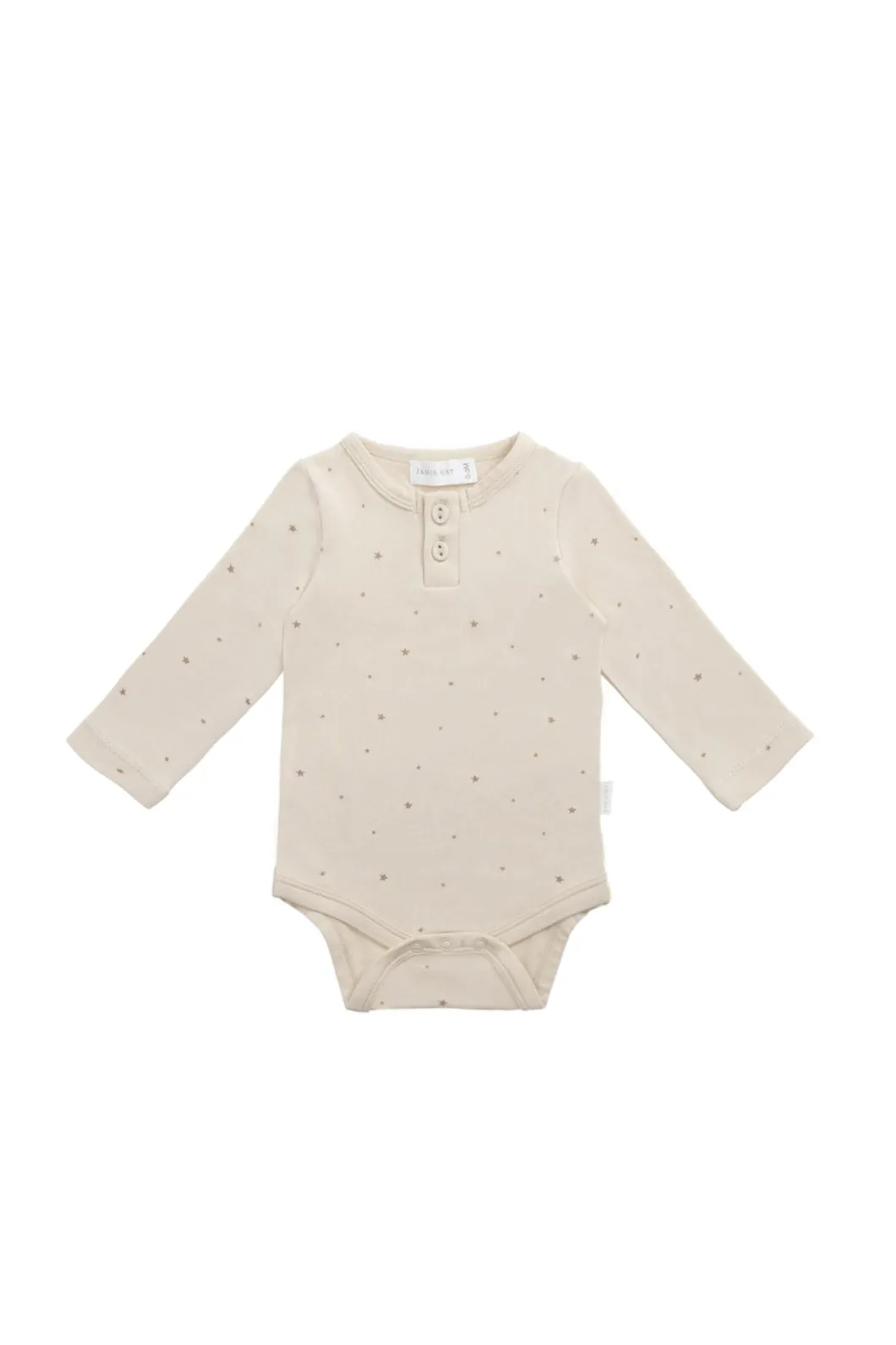 Organic Cotton Modal Long Sleeve Bodysuit - Milky Way Buff
