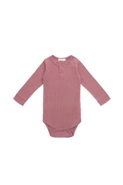Organic Cotton Modal Long Sleeve Bodysuit - Rose Garden