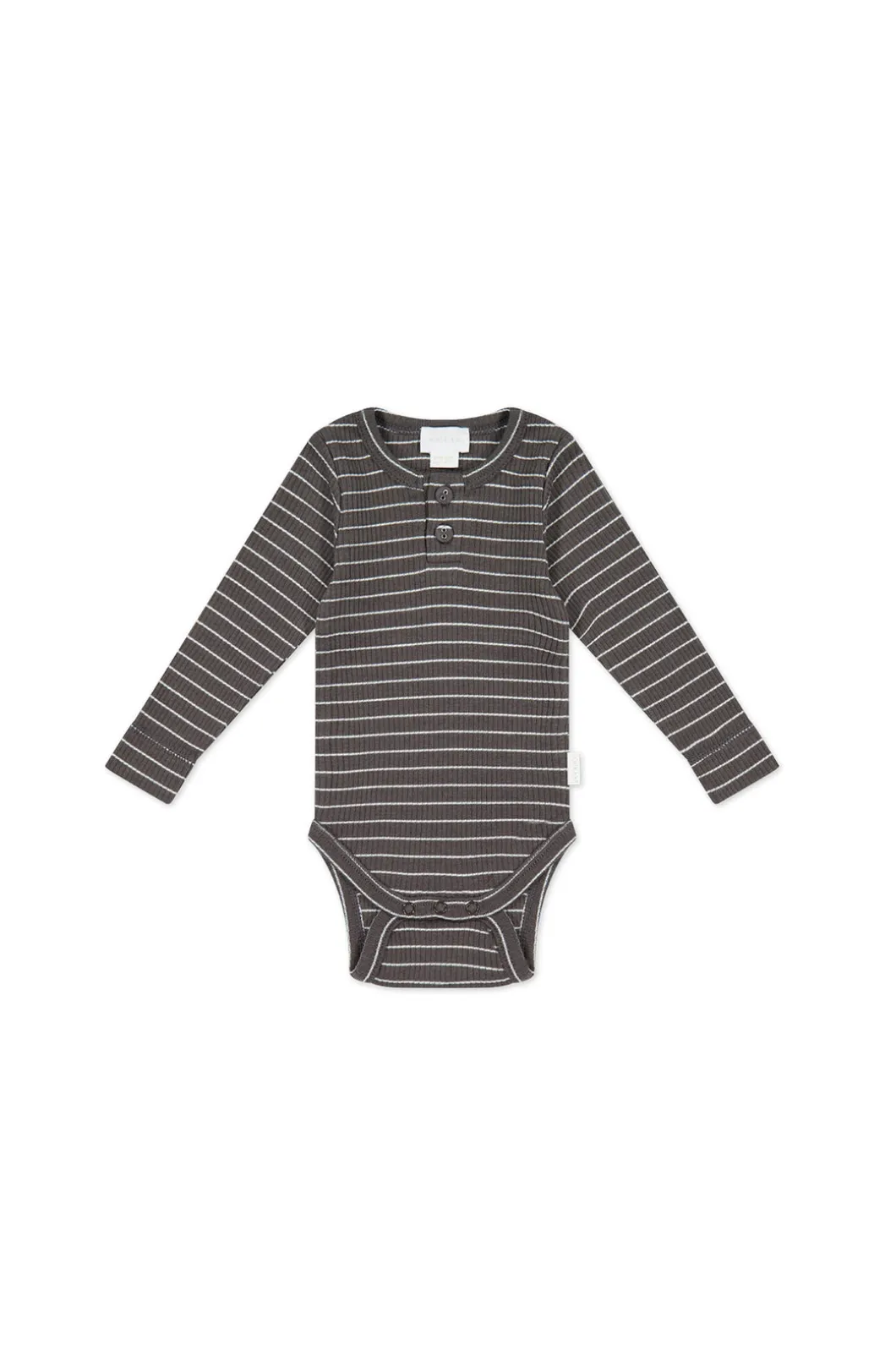 Organic Cotton Modal Long Sleeve Bodysuit - Daily Stripe Wolf/Cloud