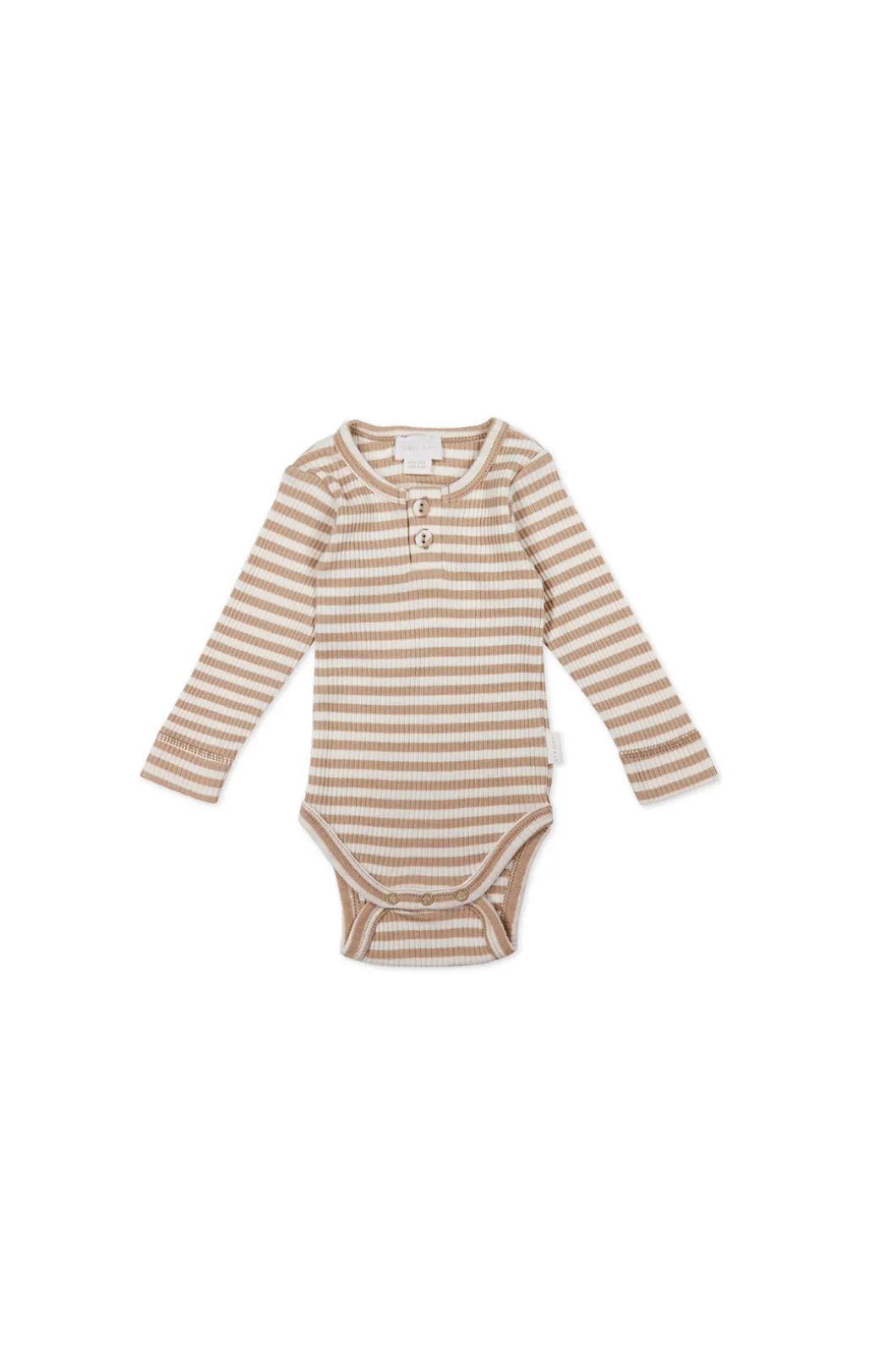Organic Cotton Modal Long Sleeve Bodysuit - Narrow Stripe Baker/Cloud
