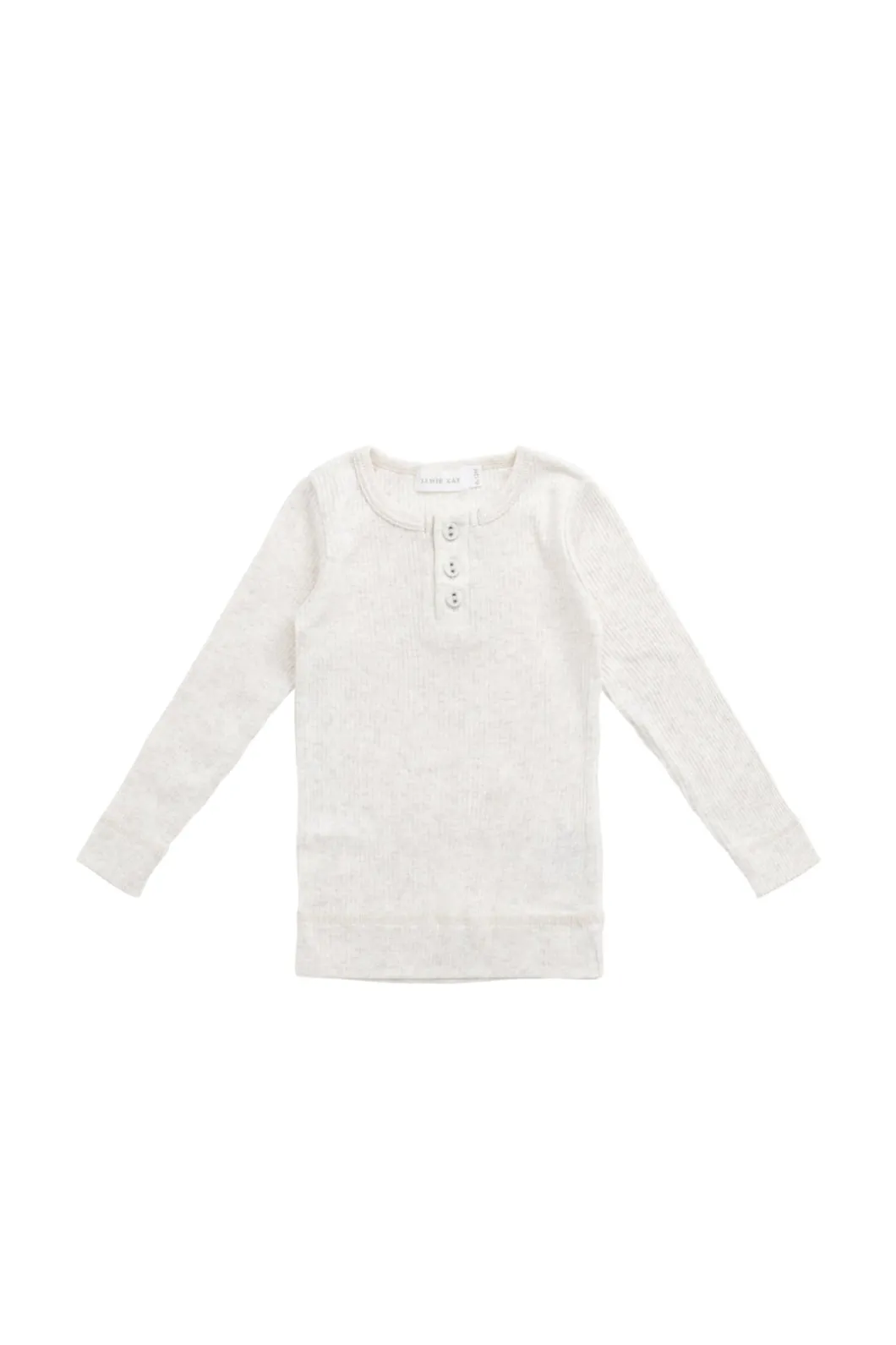 Organic Cotton Modal Long Sleeve Henley - Oatmeal Marle