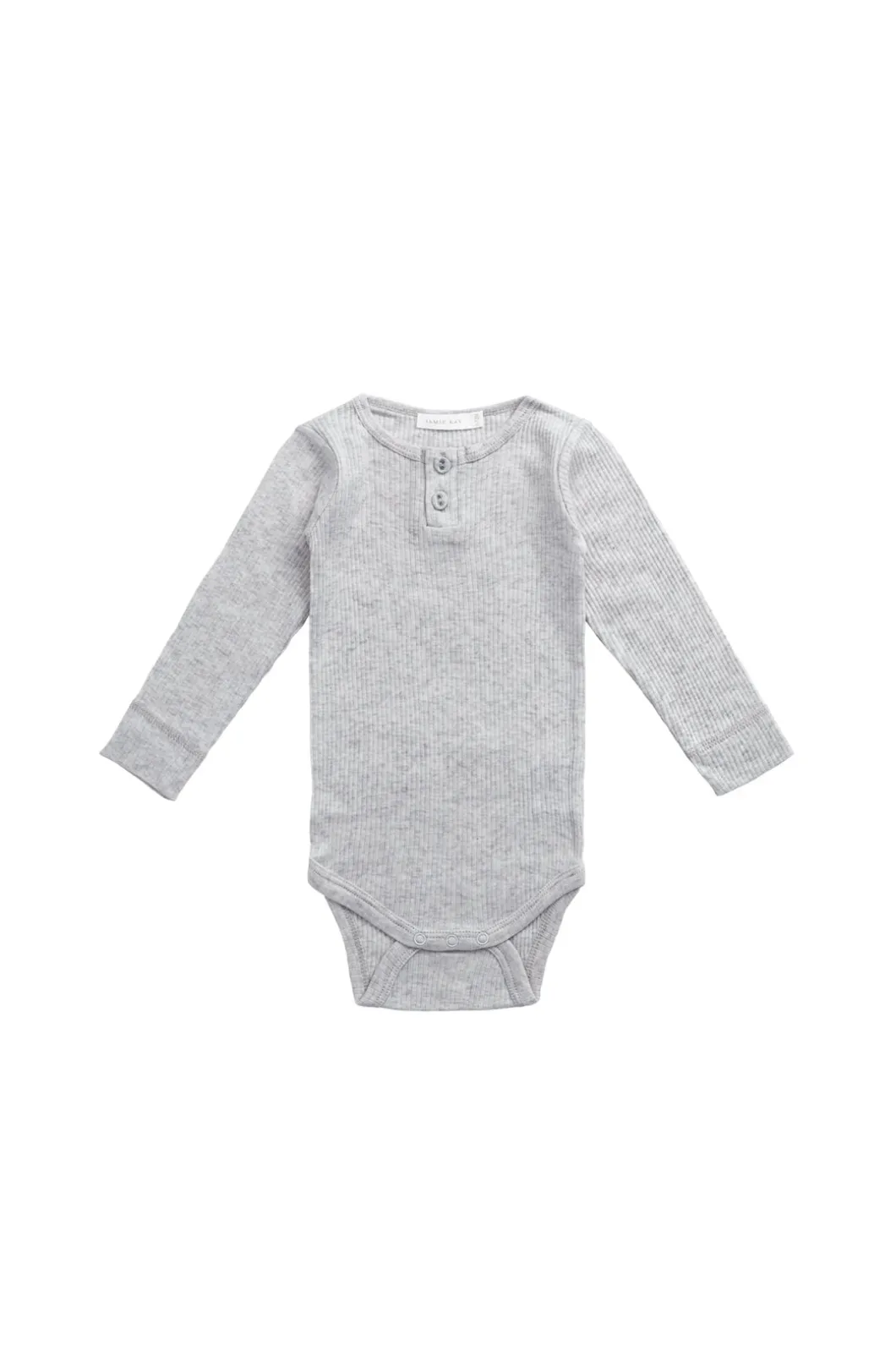 Organic Cotton Modal Long Sleeve Bodysuit - Light Grey Marle