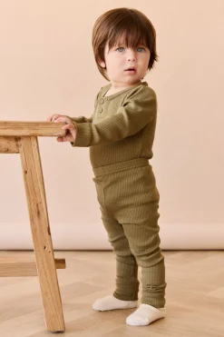 Organic Cotton Modal Long Sleeve Bodysuit - Cricket