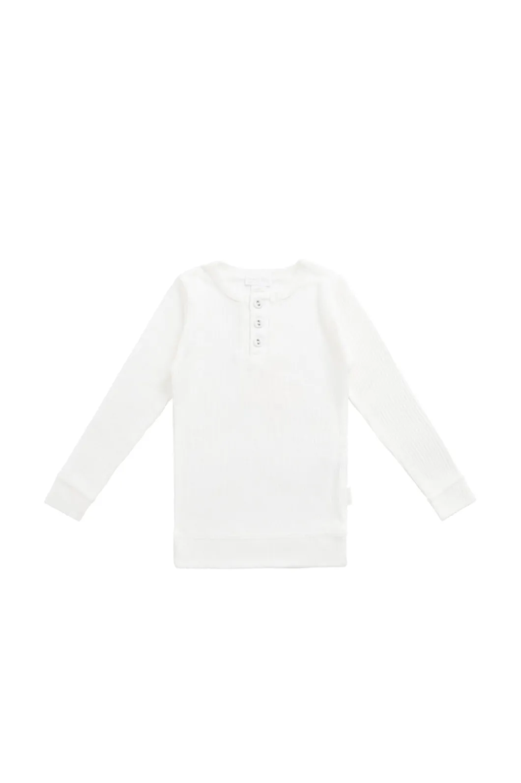 Organic Cotton Modal Long Sleeve Henley - Milk