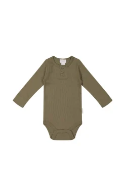Organic Cotton Modal Long Sleeve Bodysuit - Oak