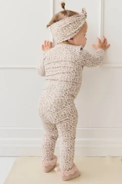 Organic Cotton Modal Long Sleeve Bodysuit - Amber Eggnog
