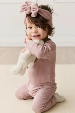Organic Cotton Modal Long Sleeve Bodysuit - Mauve Shadow