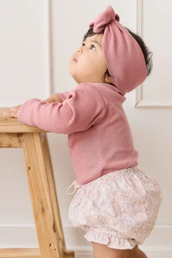 Organic Cotton Modal Long Sleeve Bodysuit - Rose Garden