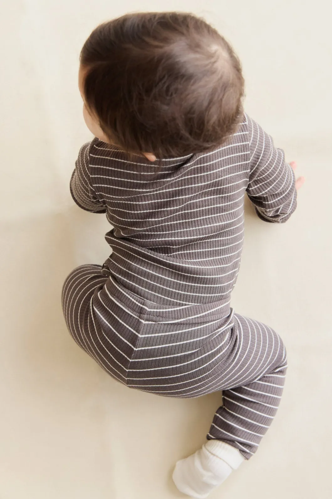 Organic Cotton Modal Long Sleeve Bodysuit - Daily Stripe Wolf/Cloud