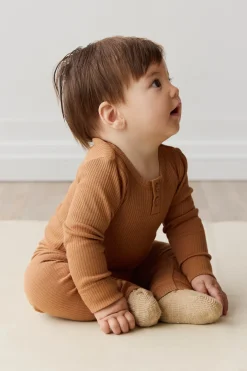 Organic Cotton Modal Long Sleeve Bodysuit - Baker