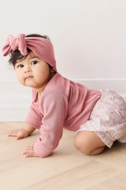 Organic Cotton Modal Long Sleeve Bodysuit - Rose Garden
