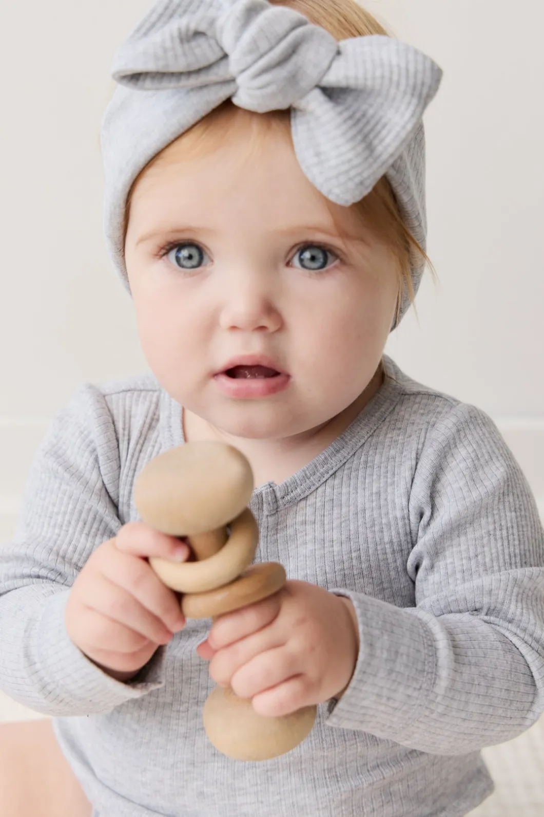 Organic Cotton Modal Long Sleeve Bodysuit - Light Grey Marle