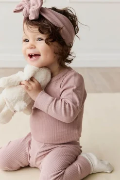 Organic Cotton Modal Long Sleeve Bodysuit - Mauve Shadow