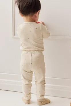 Organic Cotton Modal Long Sleeve Bodysuit - Milky Way Buff