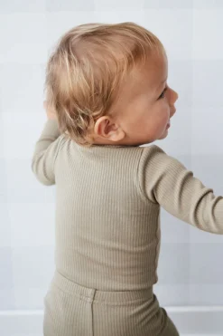 Organic Cotton Modal Long Sleeve Bodysuit - Oak