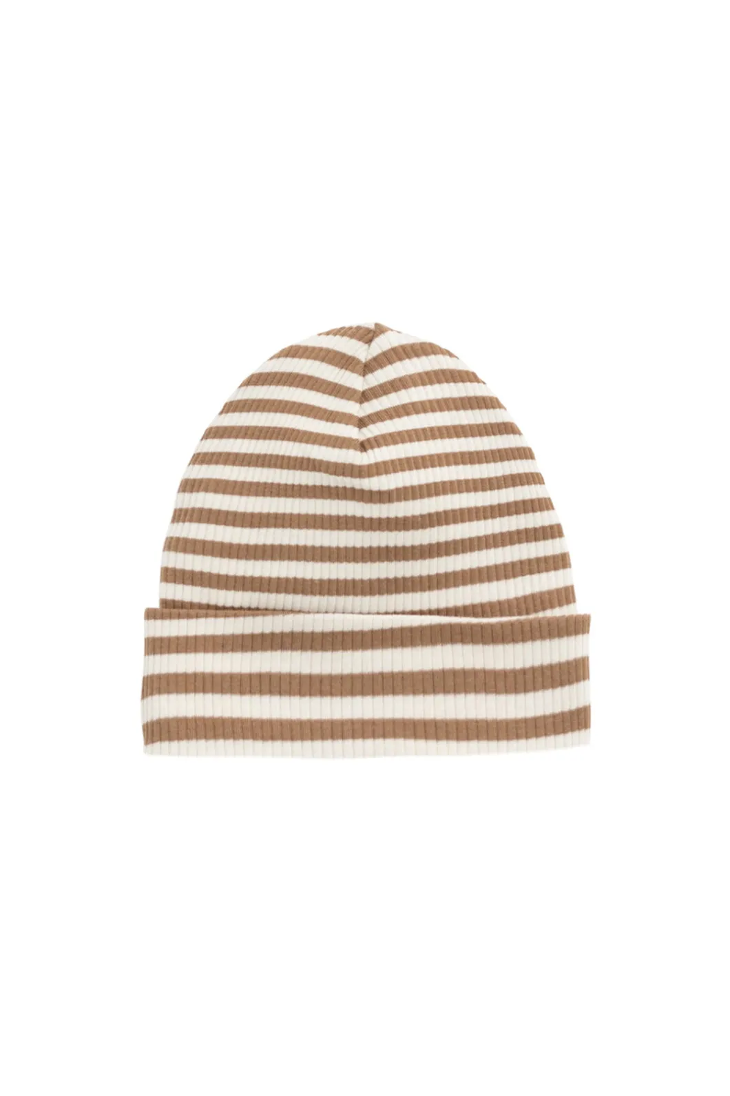 Organic Cotton Modal Marley Beanie - Narrow Stripe Thatch/Buff