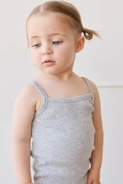 Organic Cotton Modal Singlet - Light Grey Marle