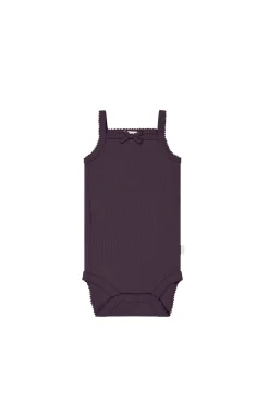 Organic Cotton Modal Singlet Bodysuit - Blackberry
