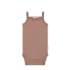 Organic Cotton Modal Singlet Bodysuit - Powder