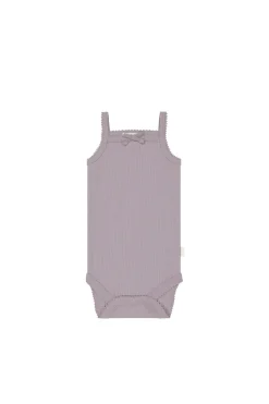 Organic Cotton Modal Singlet Bodysuit - Vintage Berry
