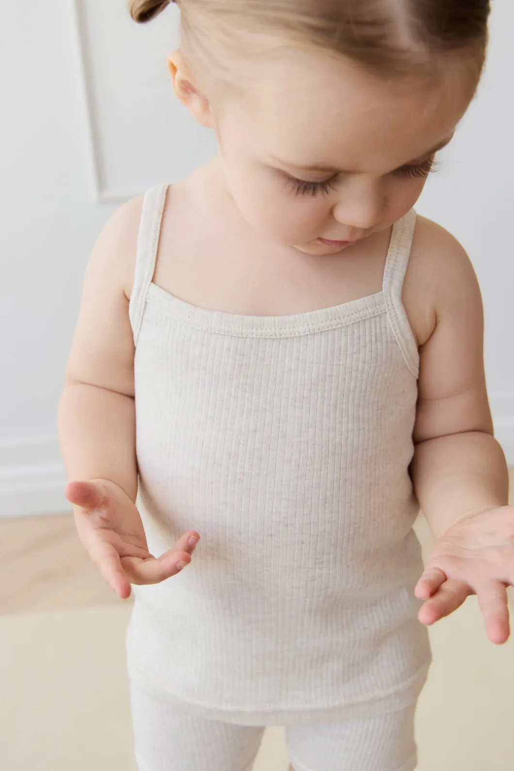 Organic Cotton Modal Singlet - Oatmeal Marle